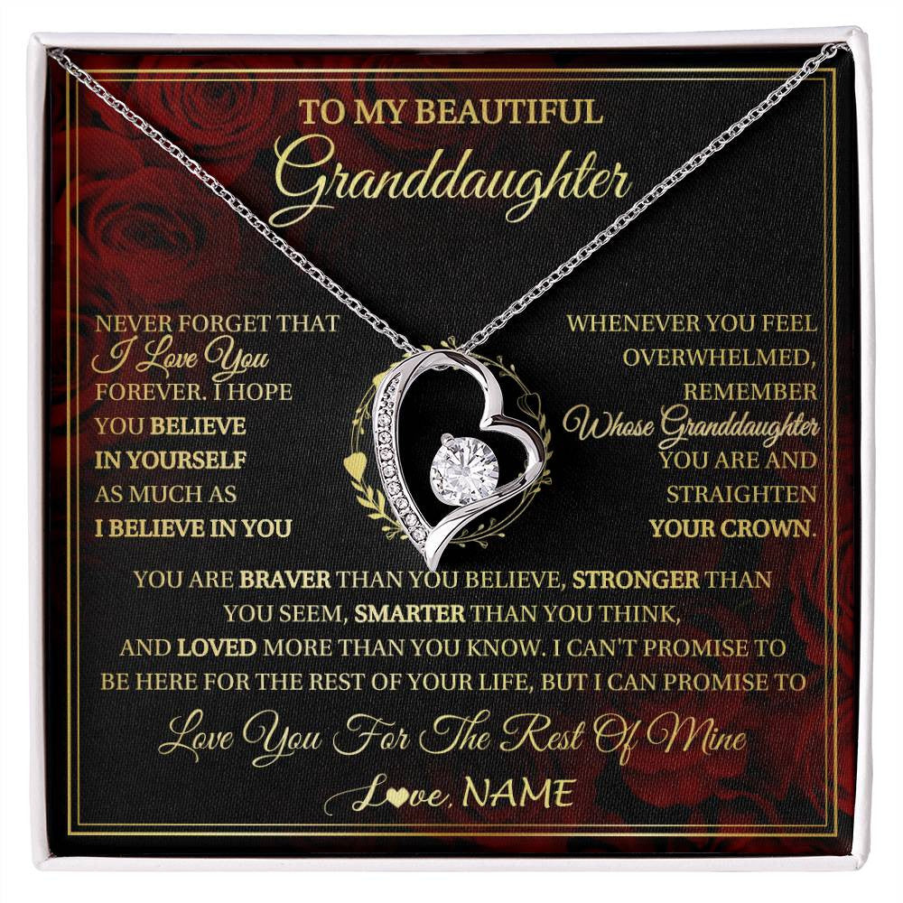 Personalized To My Beautiful Granddaughter Necklace Gift From Grandma Gigi I Love You Granddaughter Birthday Gifts Christmas Customized Gift Box Message Card