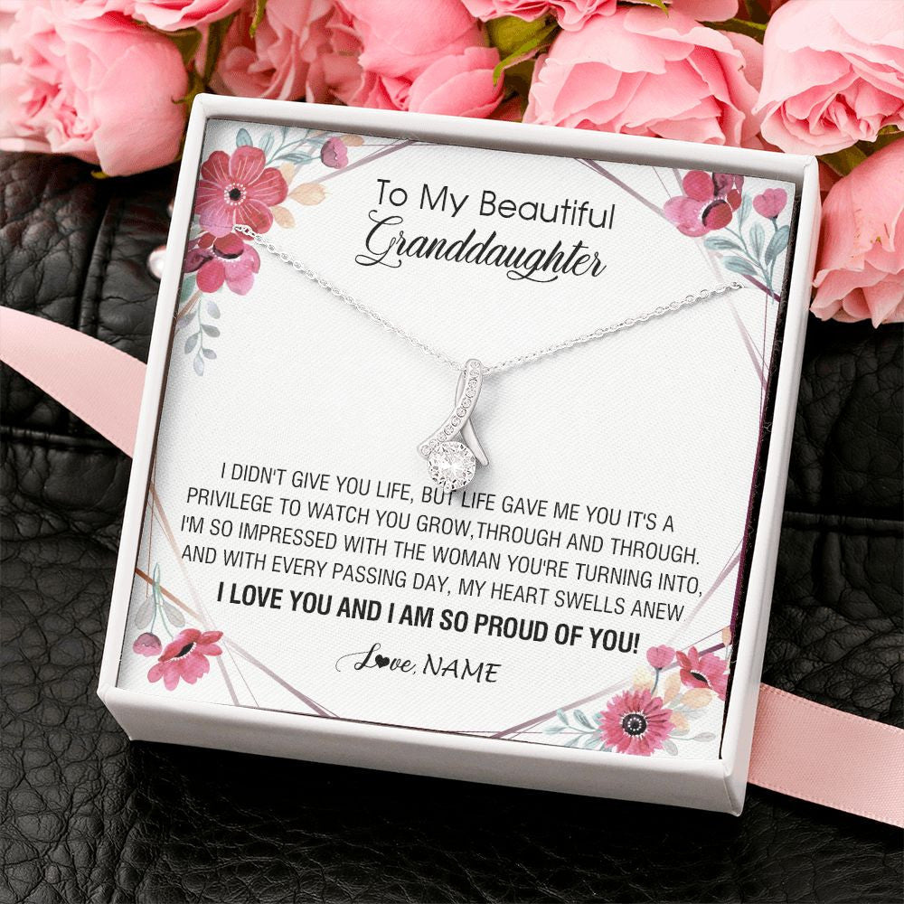 Personalized To My Beautiful Granddaughter Necklace from Grandma Life Gave Me You Granddaughter Birthday Graduation Christmas Customized Gift Box Message Card