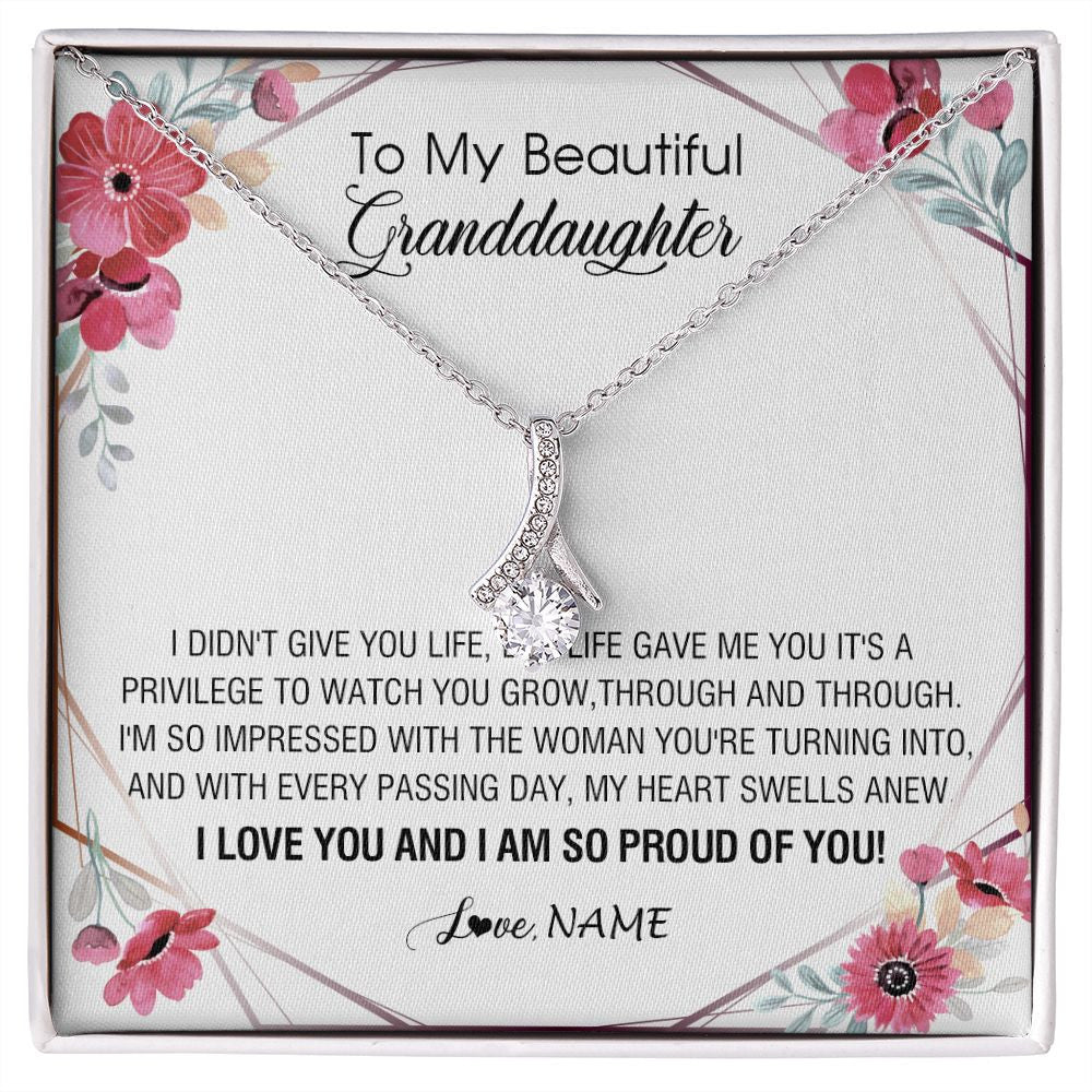 Personalized To My Beautiful Granddaughter Necklace from Grandma Life Gave Me You Granddaughter Birthday Graduation Christmas Customized Gift Box Message Card