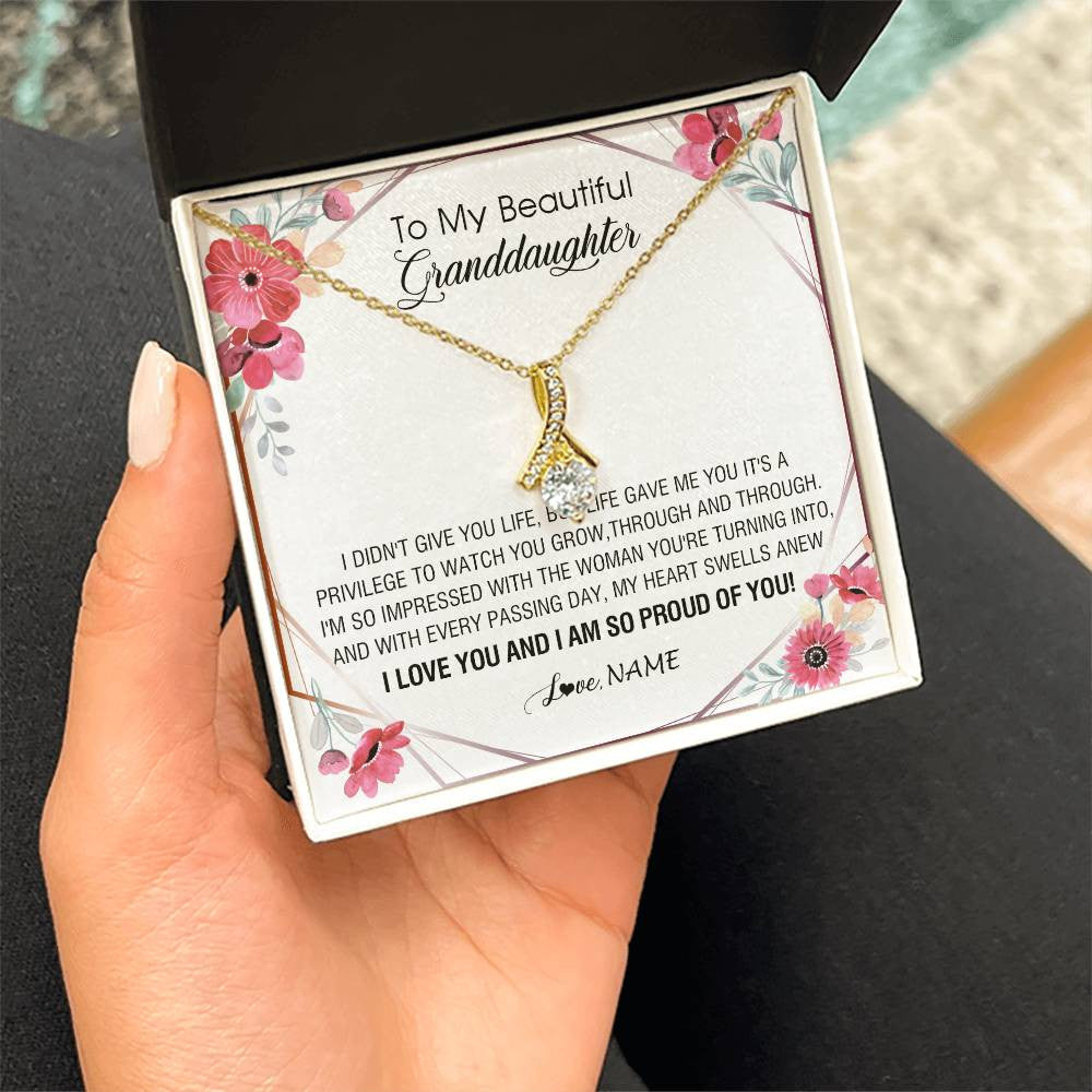 Personalized To My Beautiful Granddaughter Necklace from Grandma Life Gave Me You Granddaughter Birthday Graduation Christmas Customized Gift Box Message Card