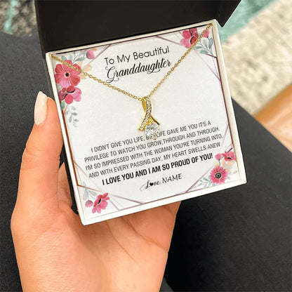 Personalized To My Beautiful Granddaughter Necklace from Grandma Life Gave Me You Granddaughter Birthday Graduation Christmas Customized Gift Box Message Card