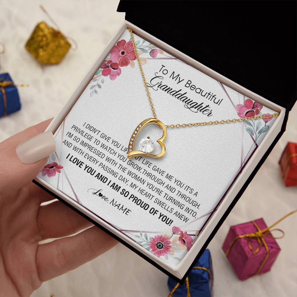 Personalized To My Beautiful Granddaughter Necklace from Grandma Life Gave Me You Granddaughter Birthday Graduation Christmas Customized Gift Box Message Card