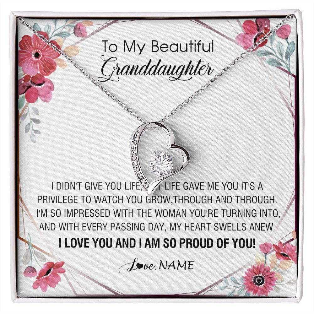 Personalized To My Beautiful Granddaughter Necklace from Grandma Life Gave Me You Granddaughter Birthday Graduation Christmas Customized Gift Box Message Card