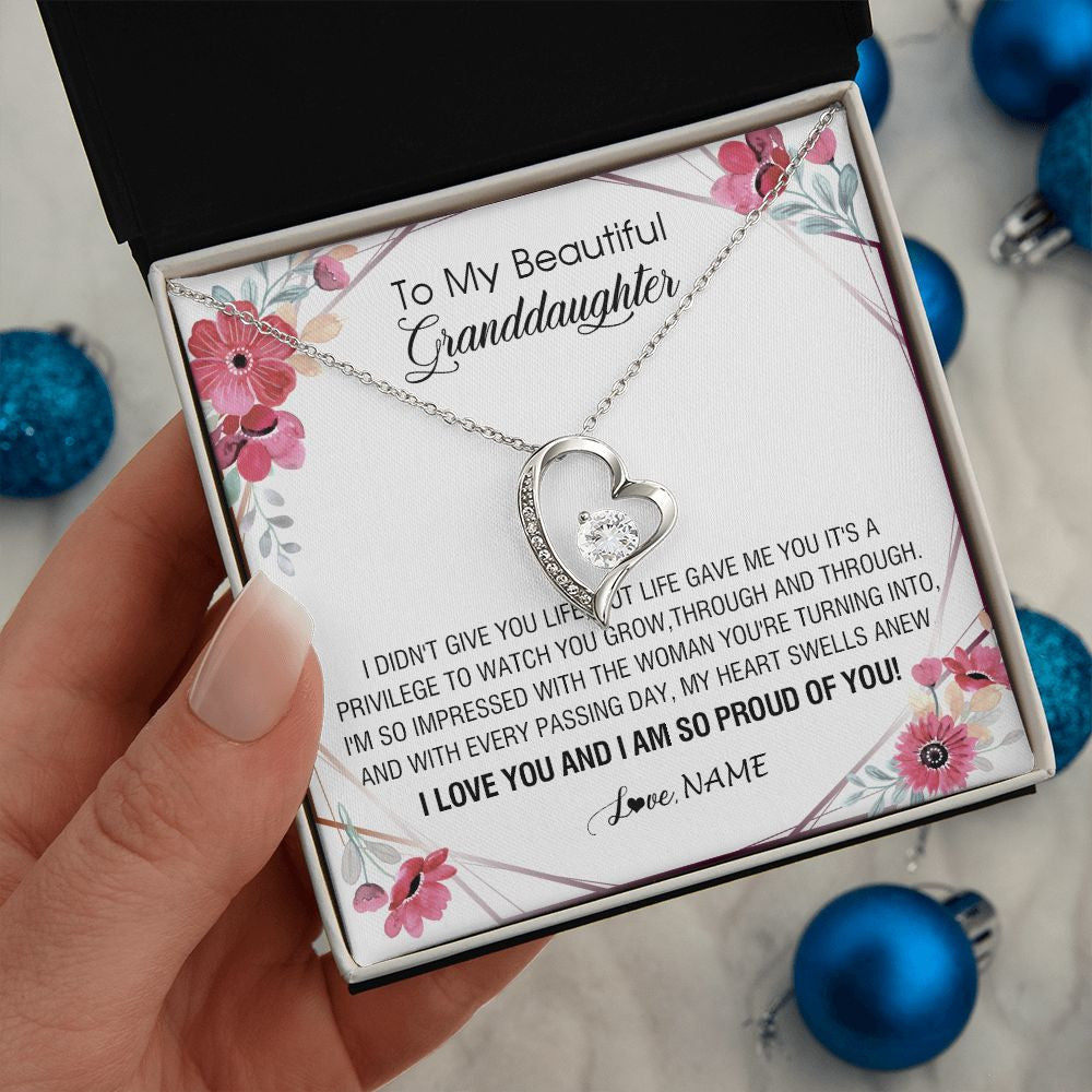 Personalized To My Beautiful Granddaughter Necklace from Grandma Life Gave Me You Granddaughter Birthday Graduation Christmas Customized Gift Box Message Card