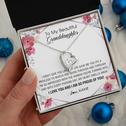Personalized To My Beautiful Granddaughter Necklace from Grandma Life Gave Me You Granddaughter Birthday Graduation Christmas Customized Gift Box Message Card
