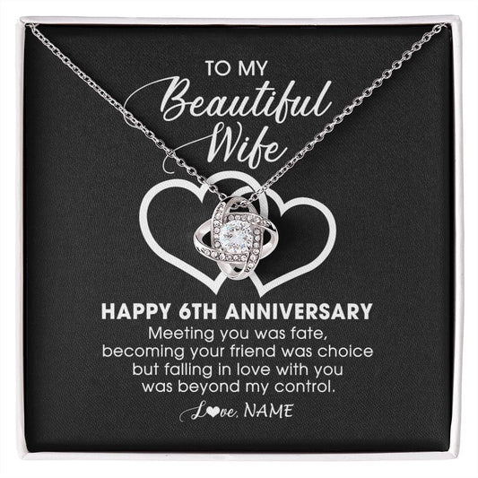 Personalized To My Beautiful Wife Necklace From Husband 6 Years Wedding Anniversary For Her Married 6th Anniversary For Her Customized Gift Box Message