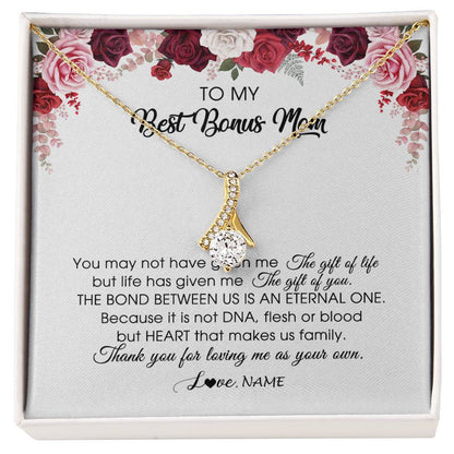 Personalized To My Best Bonus Mom Necklace from Daughter Thank You For Loving Me Stepmom Jewelry Birthday Mothers Day Christmas Customized Message Card