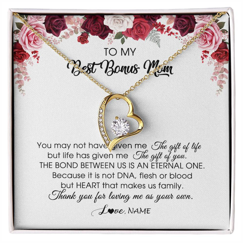 Personalized To My Best Bonus Mom Necklace from Daughter Thank You For Loving Me Stepmom Jewelry Birthday Mothers Day Christmas Customized Message Card