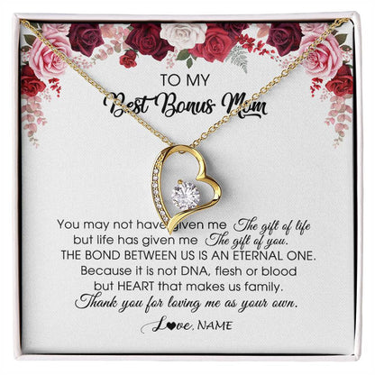Personalized To My Best Bonus Mom Necklace from Daughter Thank You For Loving Me Stepmom Jewelry Birthday Mothers Day Christmas Customized Message Card