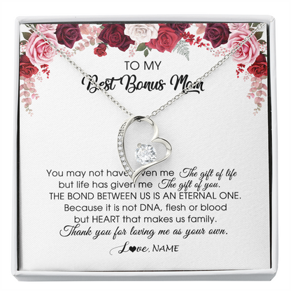 Personalized To My Best Bonus Mom Necklace from Daughter Thank You For Loving Me Stepmom Jewelry Birthday Mothers Day Christmas Customized Message Card
