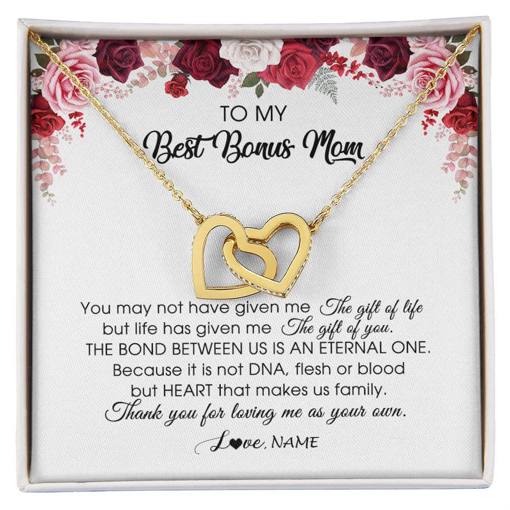 Personalized To My Best Bonus Mom Necklace from Daughter Thank You For Loving Me Stepmom Jewelry Birthday Mothers Day Christmas Customized Message Card