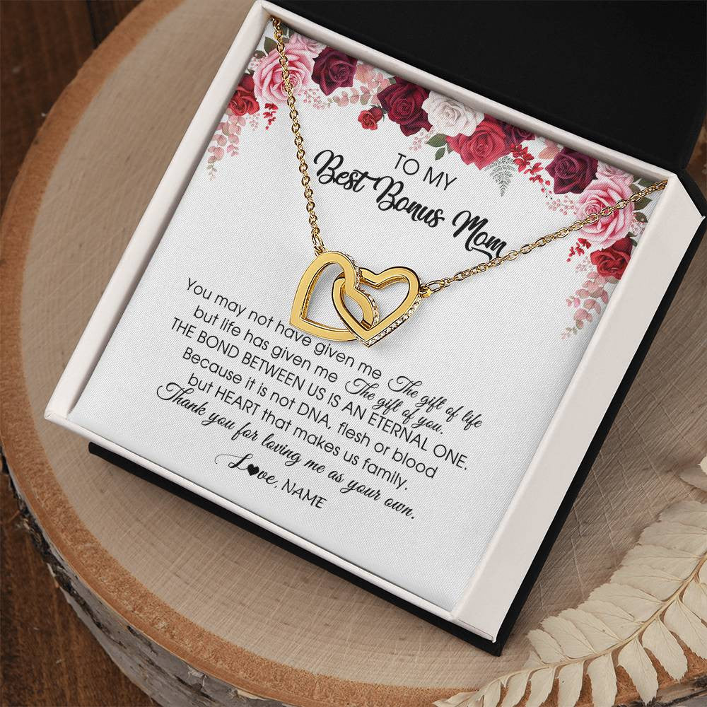 Personalized To My Best Bonus Mom Necklace from Daughter Thank You For Loving Me Stepmom Jewelry Birthday Mothers Day Christmas Customized Message Card