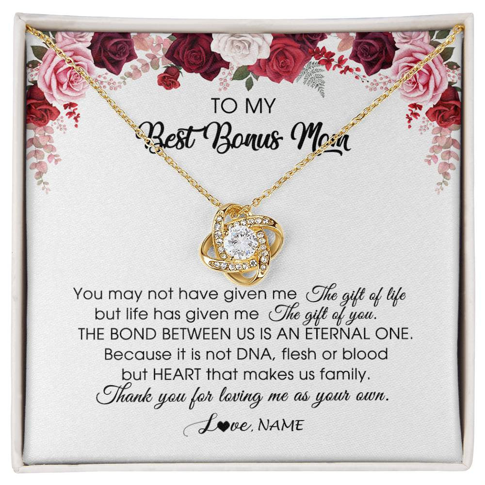 Personalized To My Best Bonus Mom Necklace from Daughter Thank You For Loving Me Stepmom Jewelry Birthday Mothers Day Christmas Customized Message Card