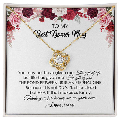 Personalized To My Best Bonus Mom Necklace from Daughter Thank You For Loving Me Stepmom Jewelry Birthday Mothers Day Christmas Customized Message Card