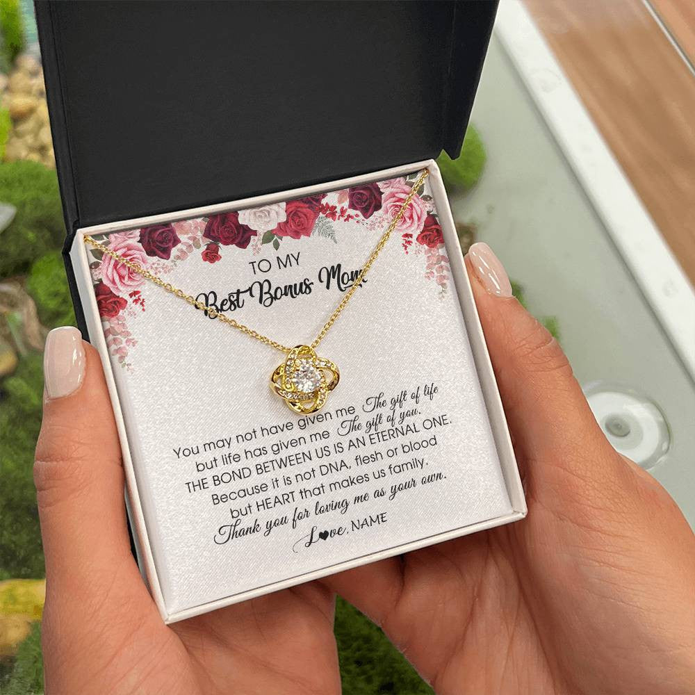 Personalized To My Best Bonus Mom Necklace from Daughter Thank You For Loving Me Stepmom Jewelry Birthday Mothers Day Christmas Customized Message Card