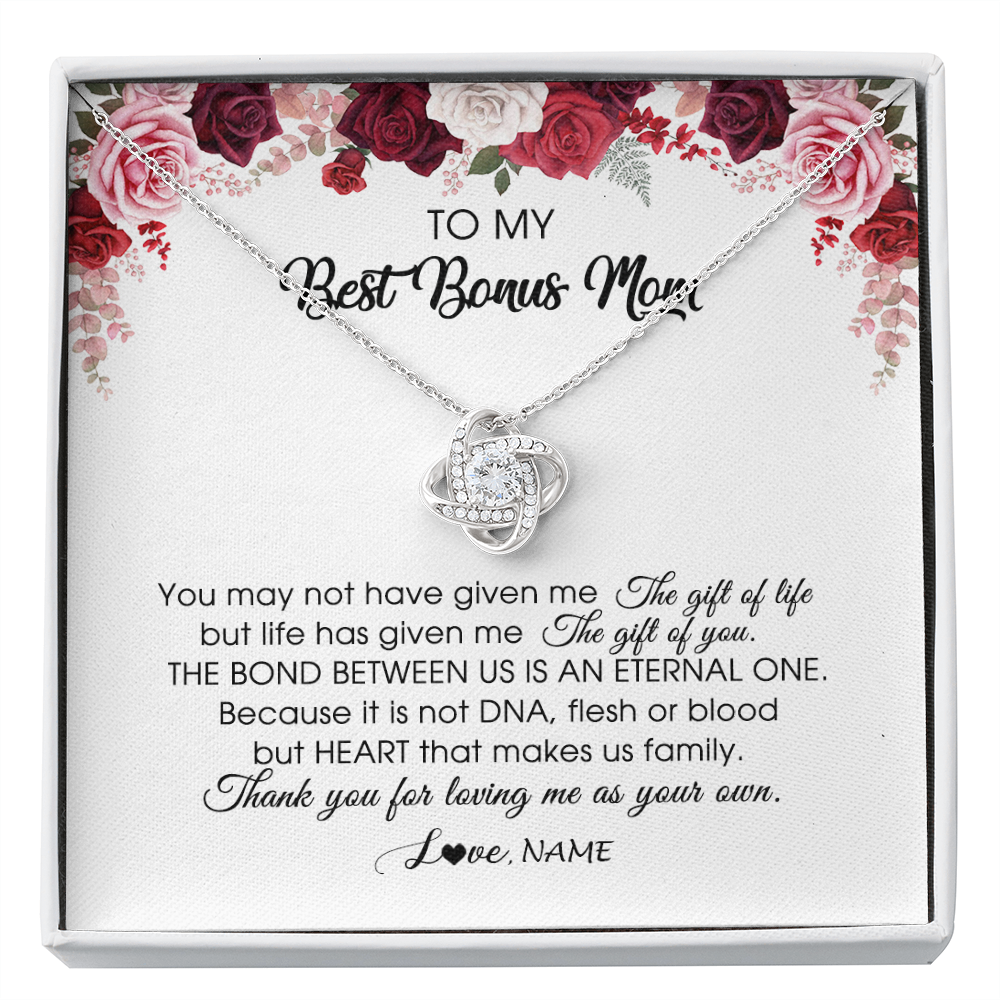 Personalized To My Best Bonus Mom Necklace from Daughter Thank You For Loving Me Stepmom Jewelry Birthday Mothers Day Christmas Customized Message Card