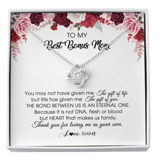 Personalized To My Best Bonus Mom Necklace from Daughter Thank You For Loving Me Stepmom Jewelry Birthday Mothers Day Christmas Customized Message Card