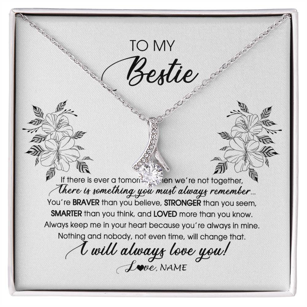 Personalized To My Bestie Necklace From Friend Sister Not Even Time Floral Bestie Best Friends Birthday Graduation Christmas Customized Message Card