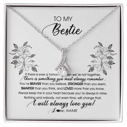 Personalized To My Bestie Necklace From Friend Sister Not Even Time Floral Bestie Best Friends Birthday Graduation Christmas Customized Message Card