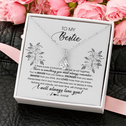 Personalized To My Bestie Necklace From Friend Sister Not Even Time Floral Bestie Best Friends Birthday Graduation Christmas Customized Message Card