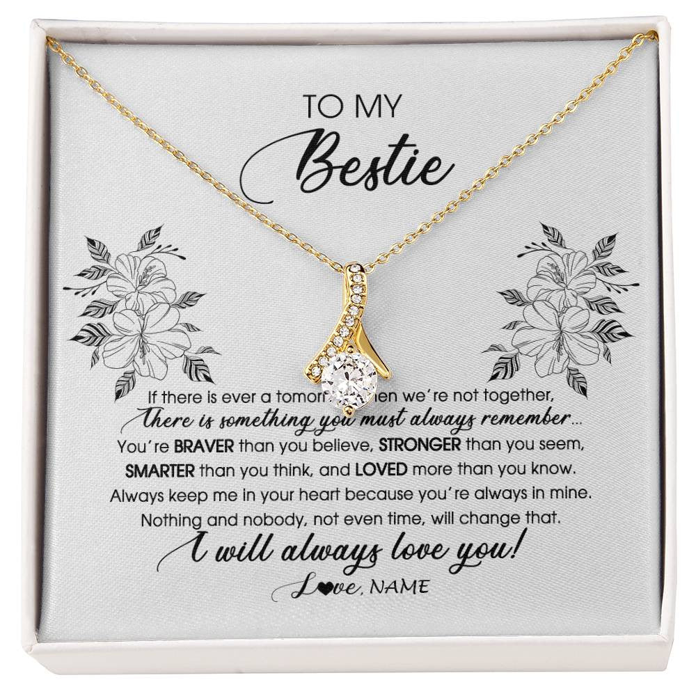 Personalized To My Bestie Necklace From Friend Sister Not Even Time Floral Bestie Best Friends Birthday Graduation Christmas Customized Message Card