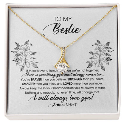 Personalized To My Bestie Necklace From Friend Sister Not Even Time Floral Bestie Best Friends Birthday Graduation Christmas Customized Message Card
