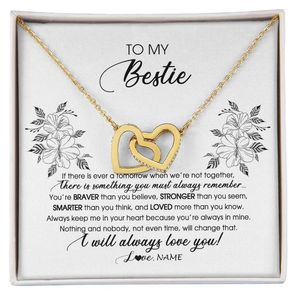 Personalized To My Bestie Necklace From Friend Sister Not Even Time Floral Bestie Best Friends Birthday Graduation Christmas Customized Message Card