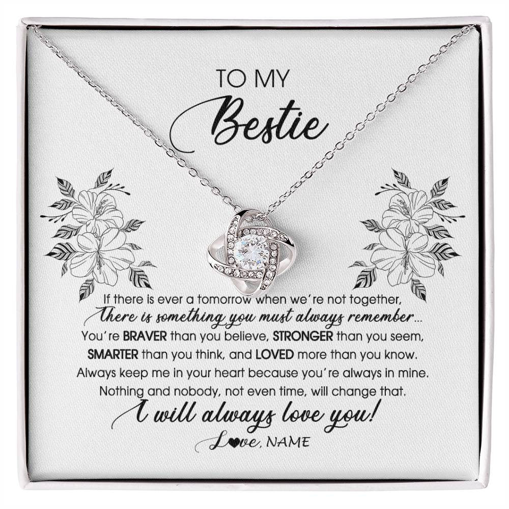 Personalized To My Bestie Necklace From Friend Sister Not Even Time Floral Bestie Best Friends Birthday Graduation Christmas Customized Message Card