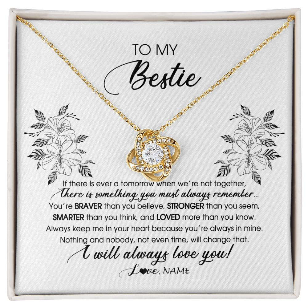 Personalized To My Bestie Necklace From Friend Sister Not Even Time Floral Bestie Best Friends Birthday Graduation Christmas Customized Message Card