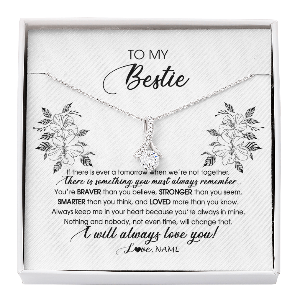 Personalized To My Bestie Necklace From Friend Sister Not Even Time Floral Bestie Best Friends Birthday Graduation Christmas Customized Message Card