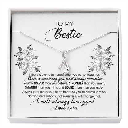 Personalized To My Bestie Necklace From Friend Sister Not Even Time Floral Bestie Best Friends Birthday Graduation Christmas Customized Message Card