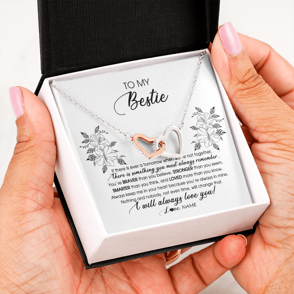 Personalized To My Bestie Necklace From Friend Sister Not Even Time Floral Bestie Best Friends Birthday Graduation Christmas Customized Message Card