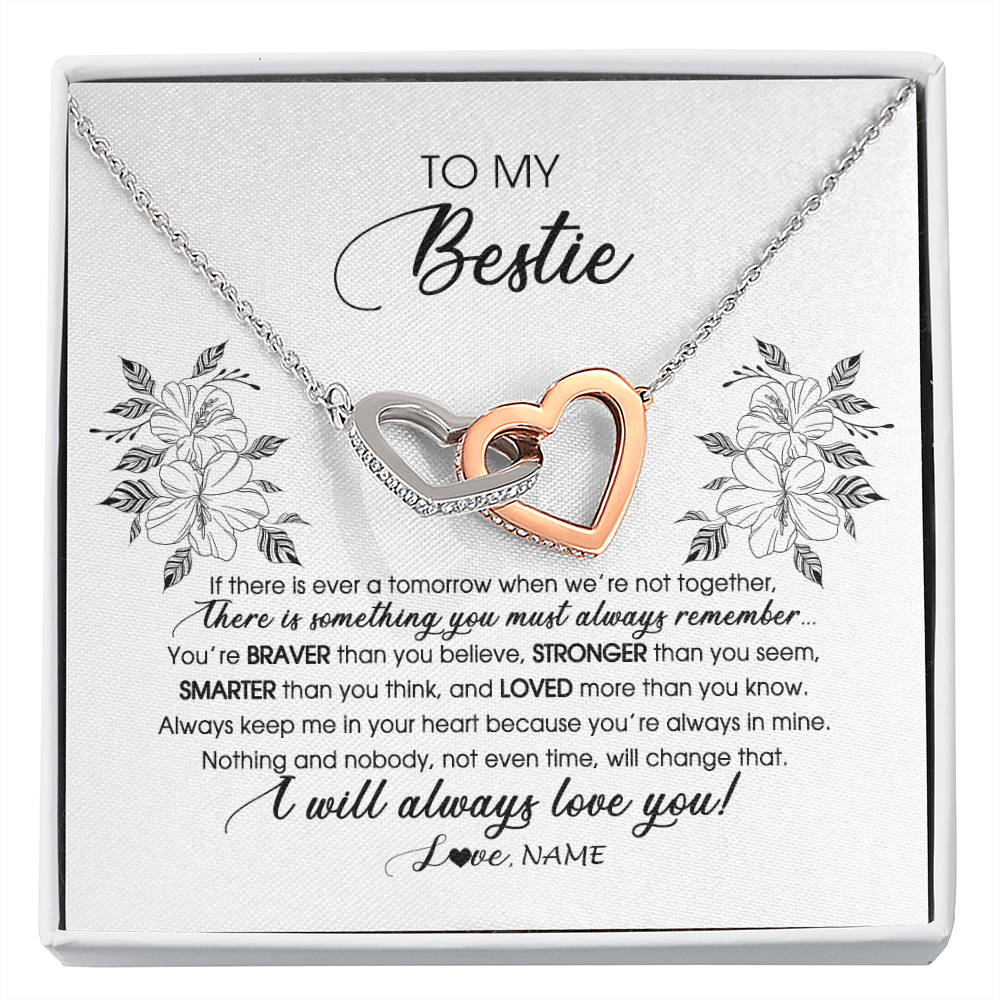 Personalized To My Bestie Necklace From Friend Sister Not Even Time Floral Bestie Best Friends Birthday Graduation Christmas Customized Message Card
