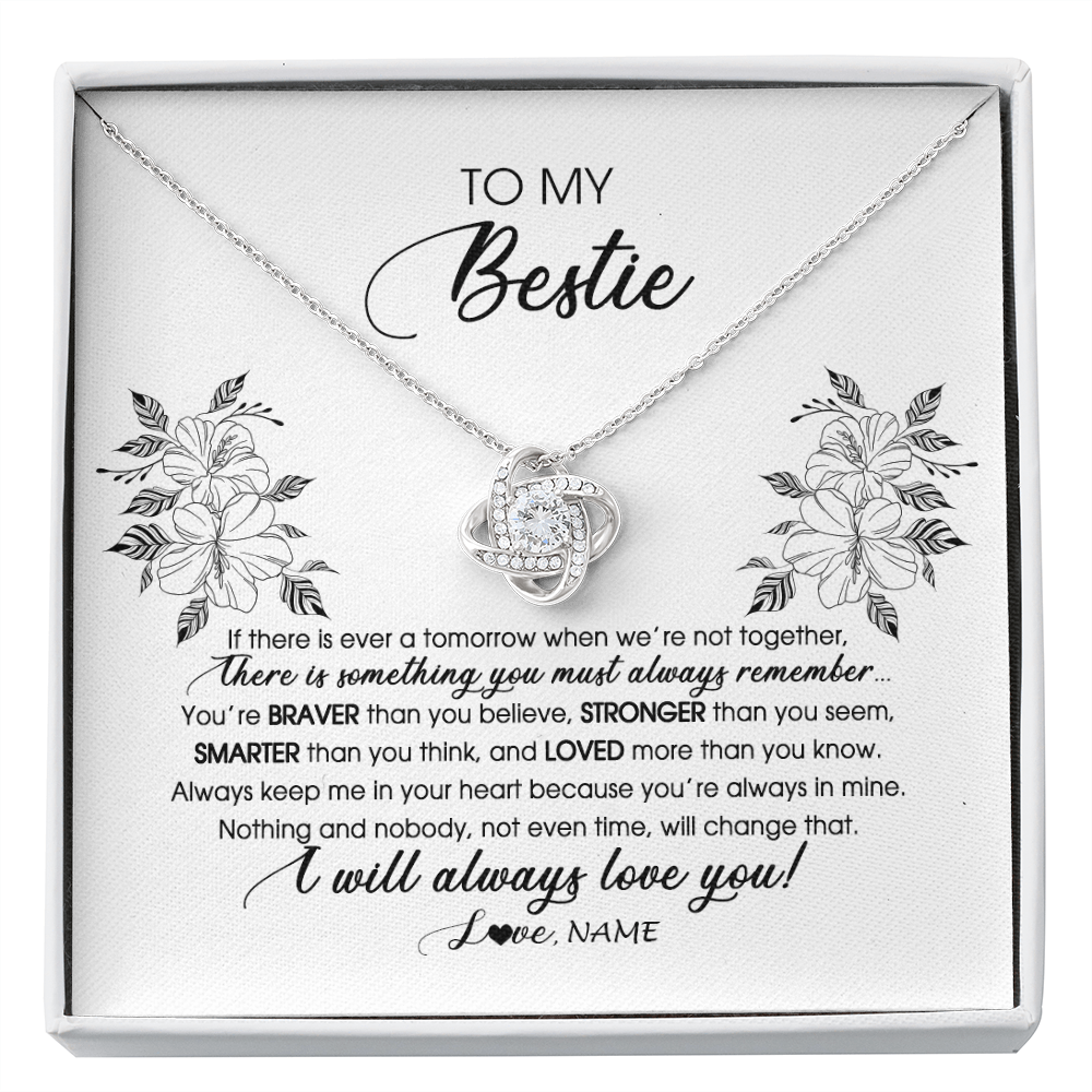 Personalized To My Bestie Necklace From Friend Sister Not Even Time Floral Bestie Best Friends Birthday Graduation Christmas Customized Message Card