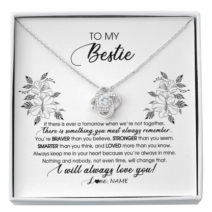 Personalized To My Bestie Necklace From Friend Sister Not Even Time Floral Bestie Best Friends Birthday Graduation Christmas Customized Message Card