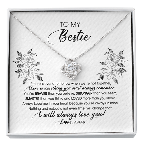 Personalized To My Bestie Necklace From Friend Sister Not Even Time Floral Bestie Best Friends Birthday Graduation Christmas Customized Message Card