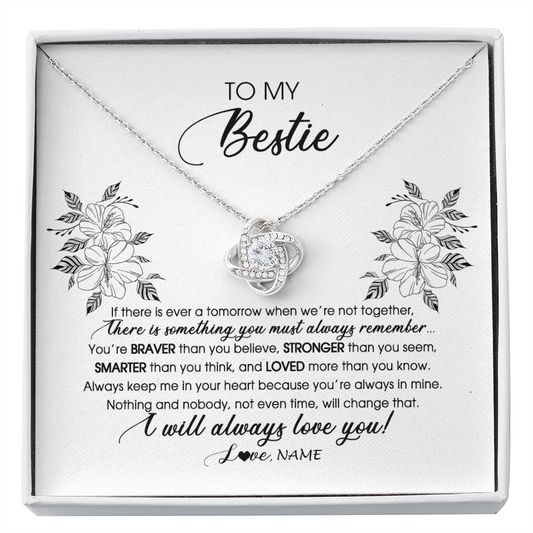 Personalized To My Bestie Necklace From Friend Sister Not Even Time Floral Bestie Best Friends Birthday Graduation Christmas Customized Message Card