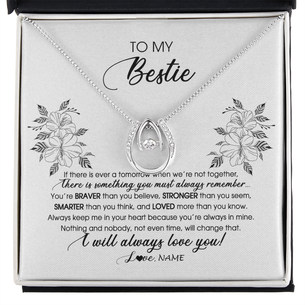 Personalized To My Bestie Necklace From Friend Sister Not Even Time Floral Bestie Best Friends Birthday Graduation Christmas Customized Message Card