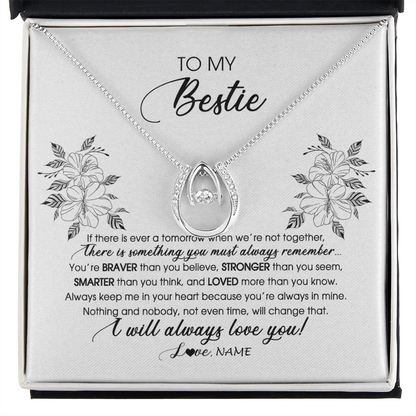 Personalized To My Bestie Necklace From Friend Sister Not Even Time Floral Bestie Best Friends Birthday Graduation Christmas Customized Message Card