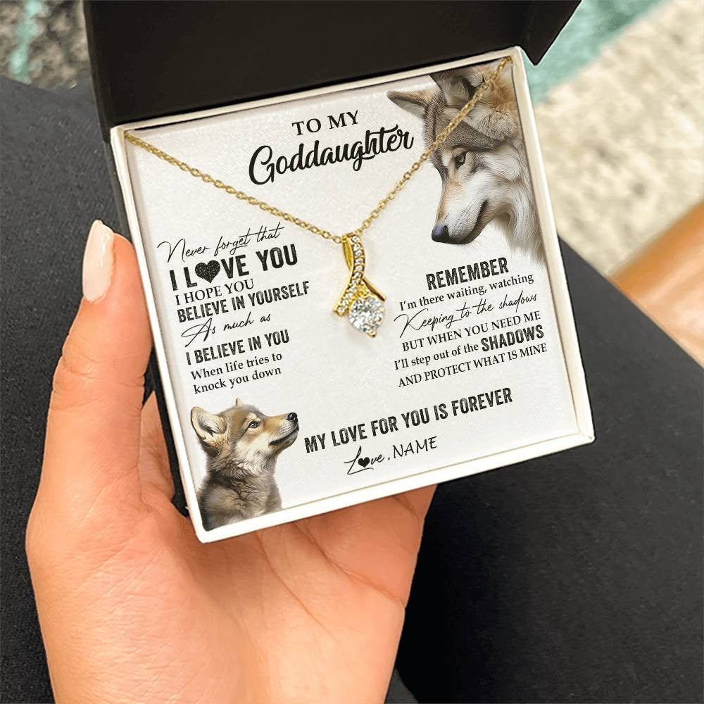 Personalized To My Goddaughter Necklace From Godmother Uncle Wolf My Love For You Is Forever Goddaughter Birthday Christmas Customized Gift Box Message Card
