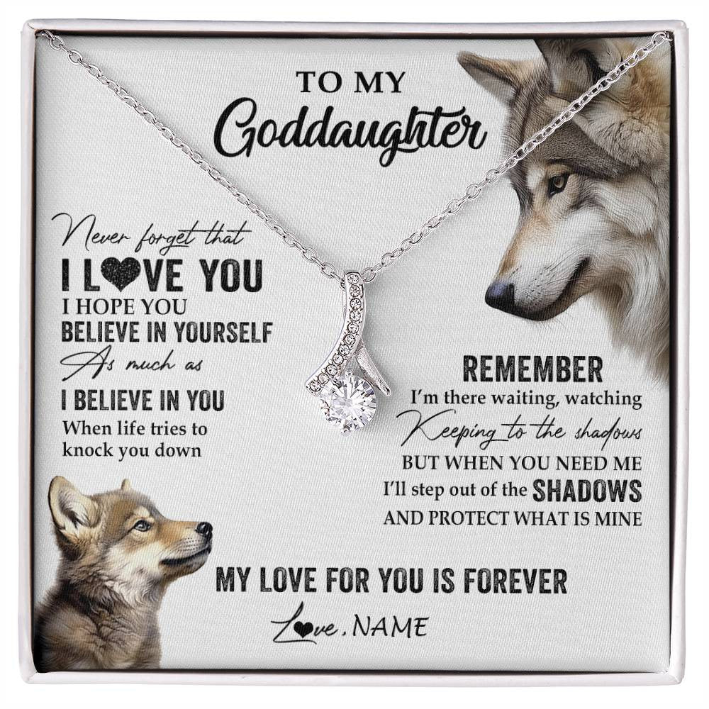 Personalized To My Goddaughter Necklace From Godmother Uncle Wolf My Love For You Is Forever Goddaughter Birthday Christmas Customized Gift Box Message Card