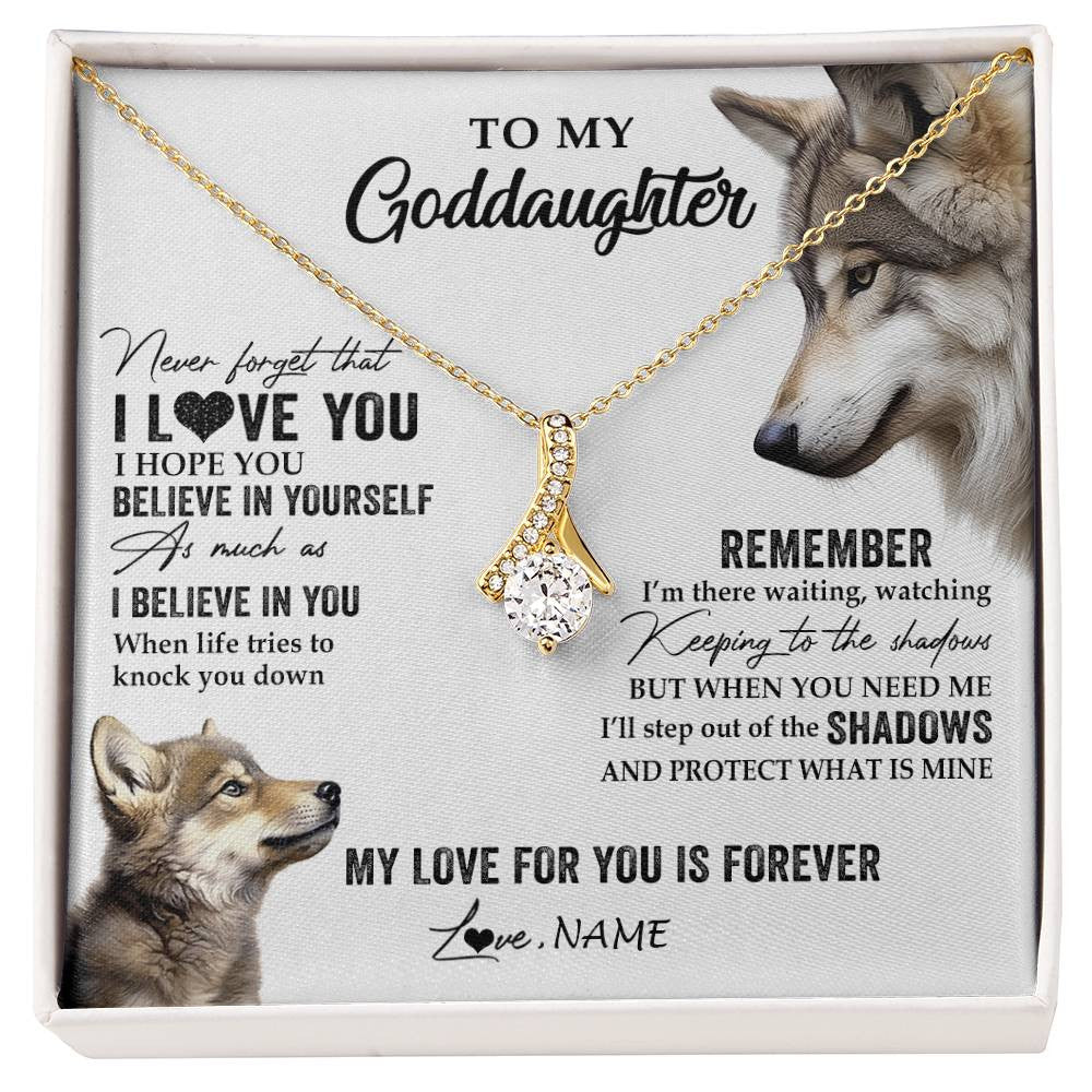 Personalized To My Goddaughter Necklace From Godmother Uncle Wolf My Love For You Is Forever Goddaughter Birthday Christmas Customized Gift Box Message Card