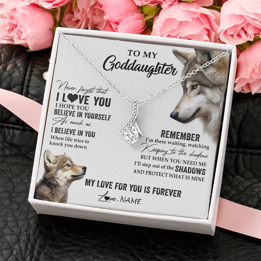 Personalized To My Goddaughter Necklace From Godmother Uncle Wolf My Love For You Is Forever Goddaughter Birthday Christmas Customized Gift Box Message Card