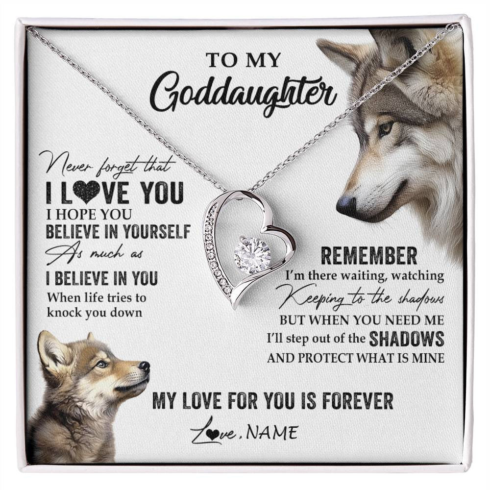 Personalized To My Goddaughter Necklace From Godmother Uncle Wolf My Love For You Is Forever Goddaughter Birthday Christmas Customized Gift Box Message Card