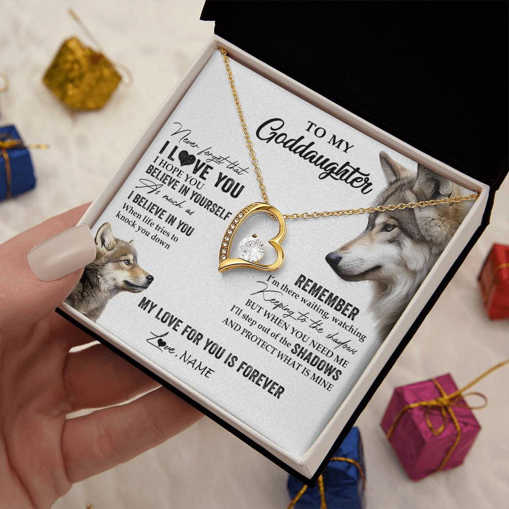 Personalized To My Goddaughter Necklace From Godmother Uncle Wolf My Love For You Is Forever Goddaughter Birthday Christmas Customized Gift Box Message Card