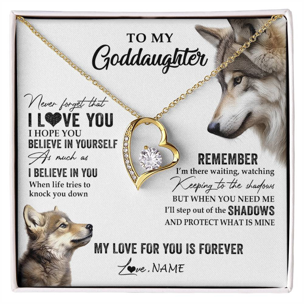 Personalized To My Goddaughter Necklace From Godmother Uncle Wolf My Love For You Is Forever Goddaughter Birthday Christmas Customized Gift Box Message Card