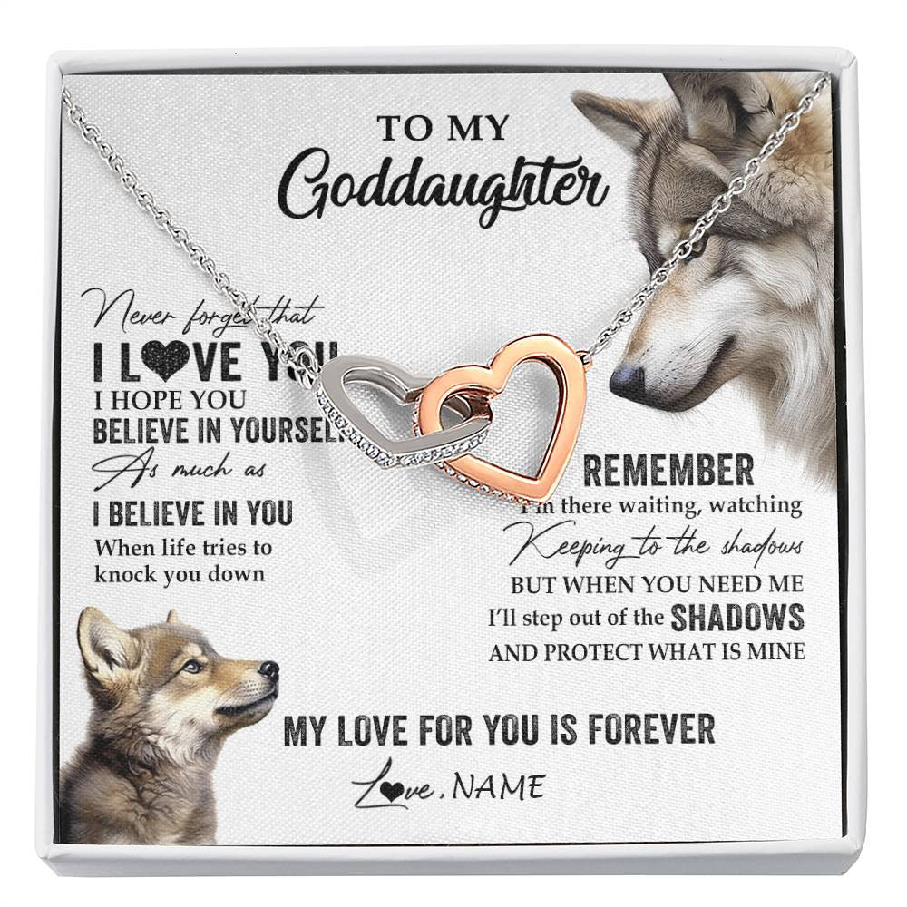 Personalized To My Goddaughter Necklace From Godmother Uncle Wolf My Love For You Is Forever Goddaughter Birthday Christmas Customized Gift Box Message Card