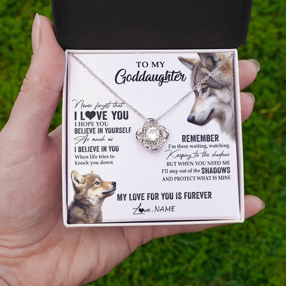 Personalized To My Goddaughter Necklace From Godmother Uncle Wolf My Love For You Is Forever Goddaughter Birthday Christmas Customized Gift Box Message Card
