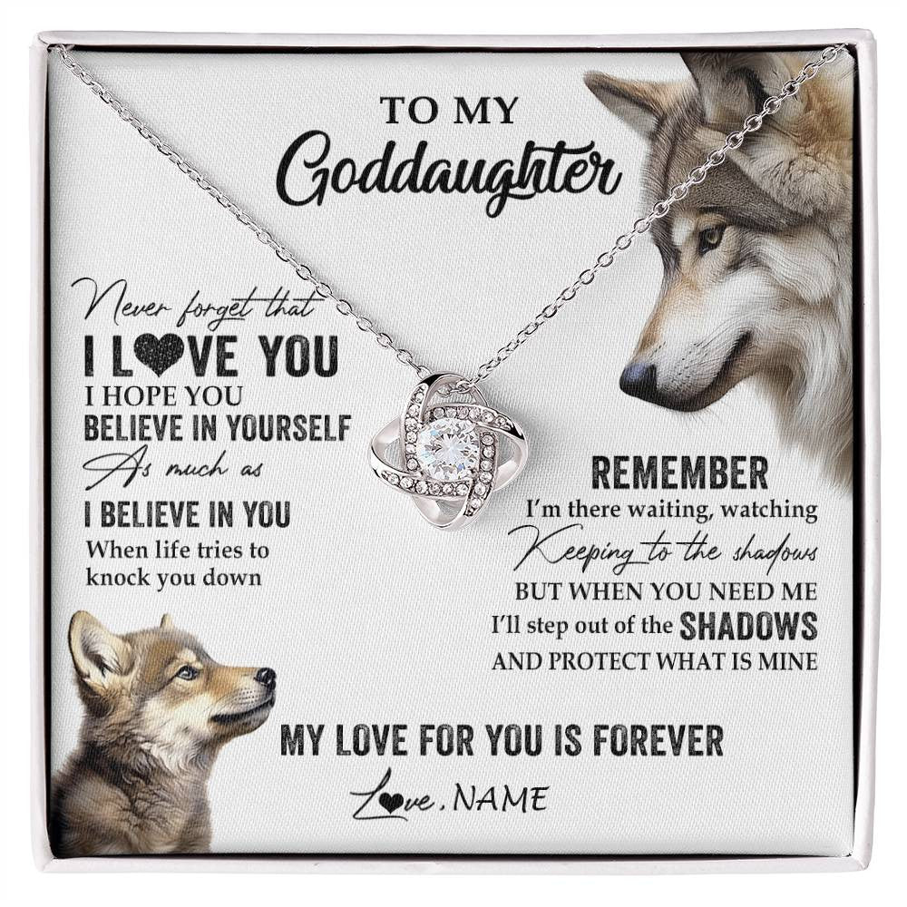 Personalized To My Goddaughter Necklace From Godmother Uncle Wolf My Love For You Is Forever Goddaughter Birthday Christmas Customized Gift Box Message Card
