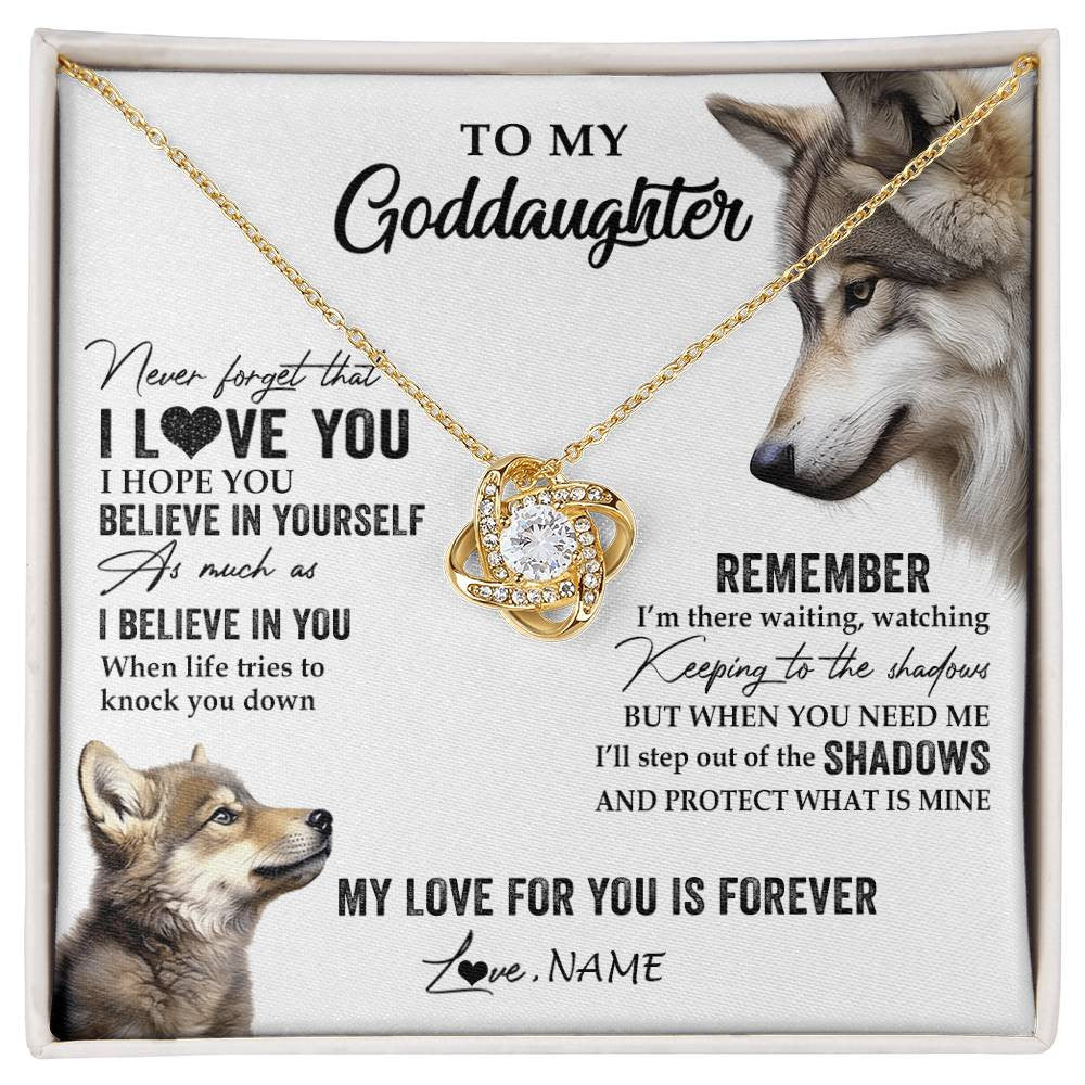 Personalized To My Goddaughter Necklace From Godmother Uncle Wolf My Love For You Is Forever Goddaughter Birthday Christmas Customized Gift Box Message Card